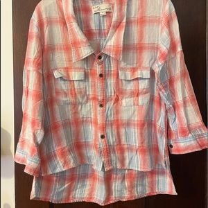 Vintage Havana Plaid Flannel 3/4 Length Rollable Sleeves!